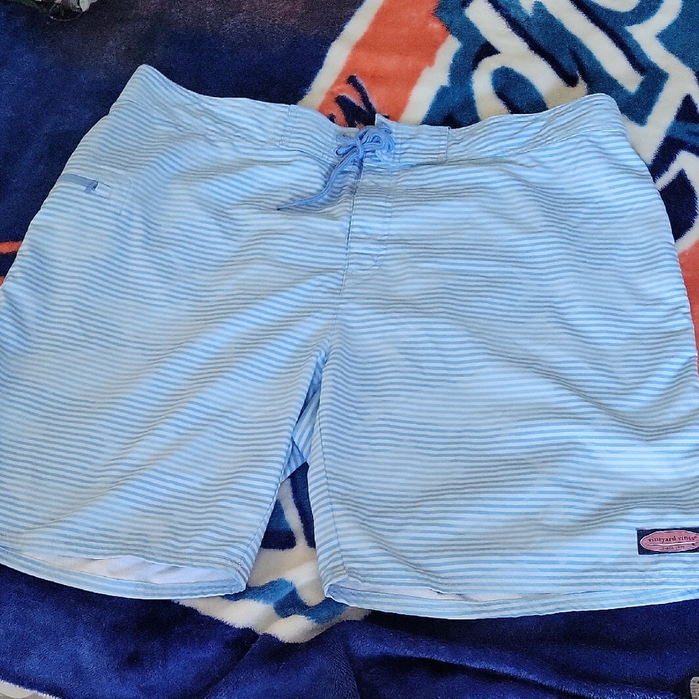 VINEYARD VINES Men's Blue Striped Swim Shorts Sz 42